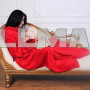Плед халат Snuggie з рукавами теплий червоний флісовий 150х200 см